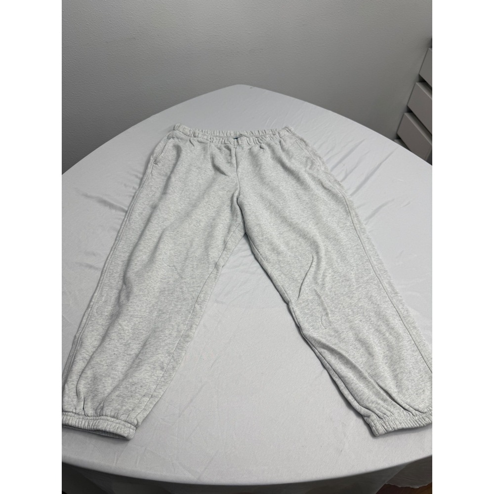 AthleticWorks Mens Fleece Sweatpants Gray Joggers Pockets Drawstring Large 36-38